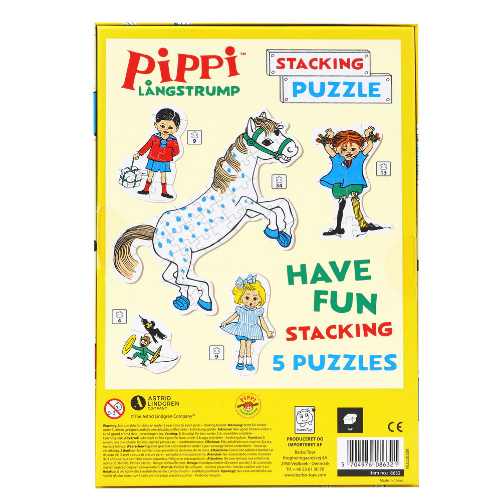 Pippi Staplingspussel 4, 9, 9, 13 och 34 Bitar