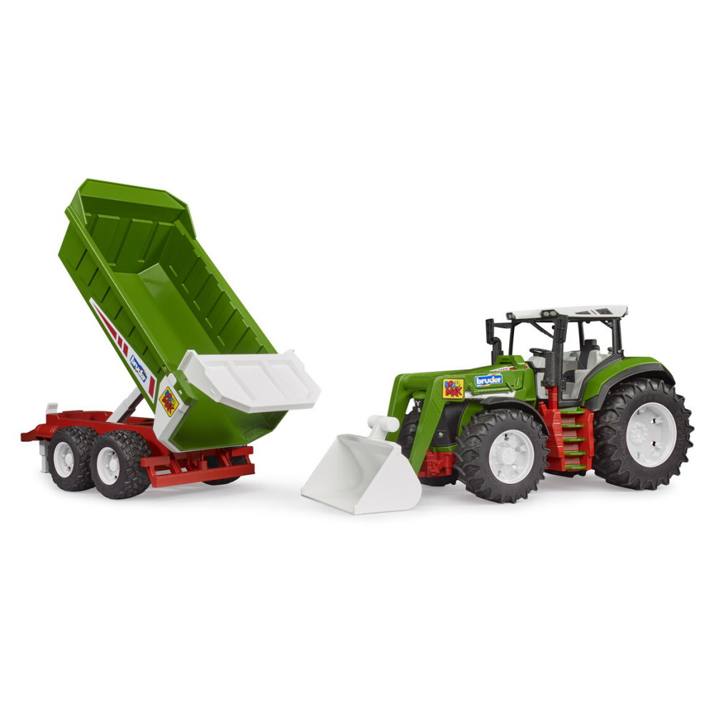 Bruder Roadmax traktor med frontlastare och tippvagn