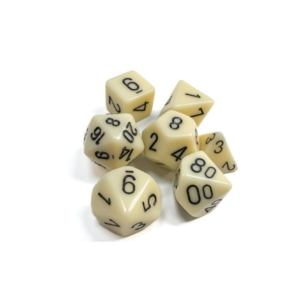Dice Set 7 Opaque Ivory/Black