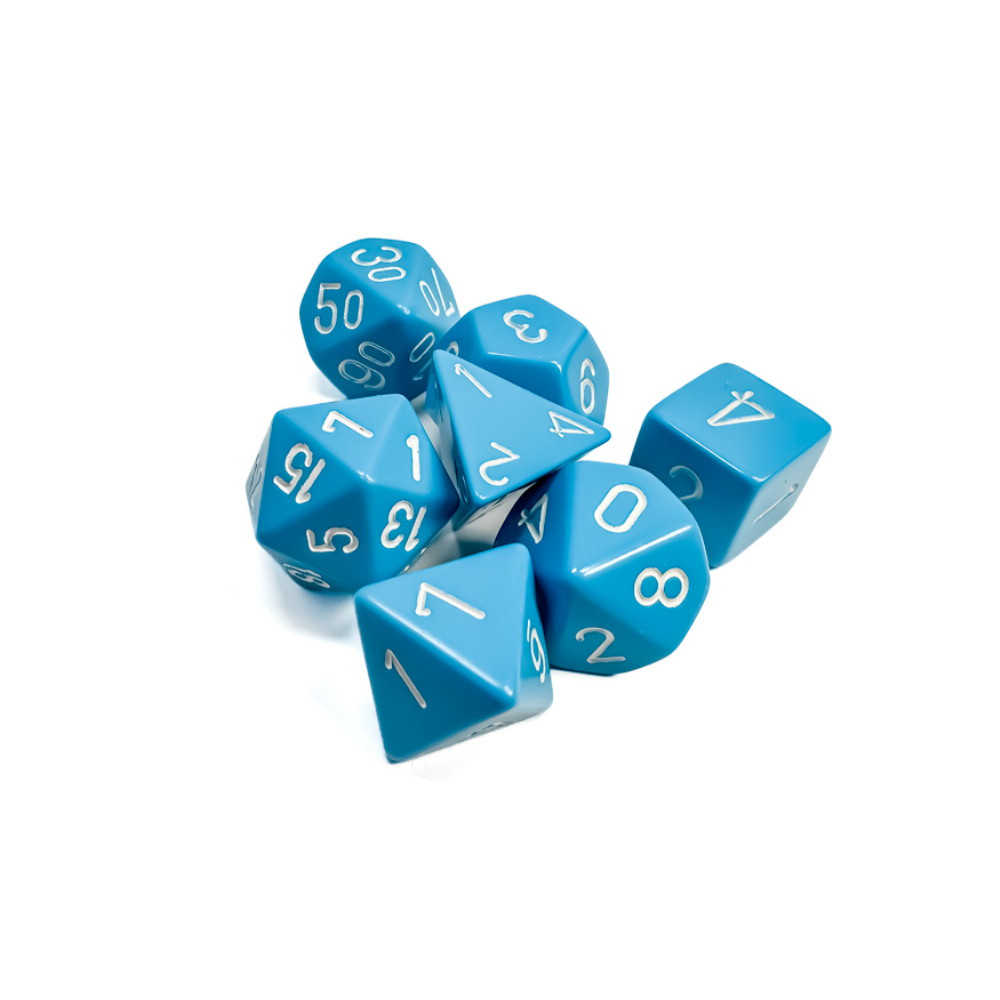 Dice Set 7 Opaque Light Blue/White