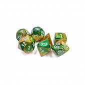 Dice Set 7 Gemini Gold-Green/White Dice Set 7 Gemini Gold-Green/White