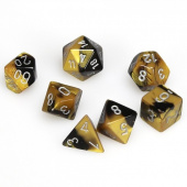 Dice Set 7 Gemini Black/Gold/Silver Dice Set 7 Gemini Black/Gold/Silver