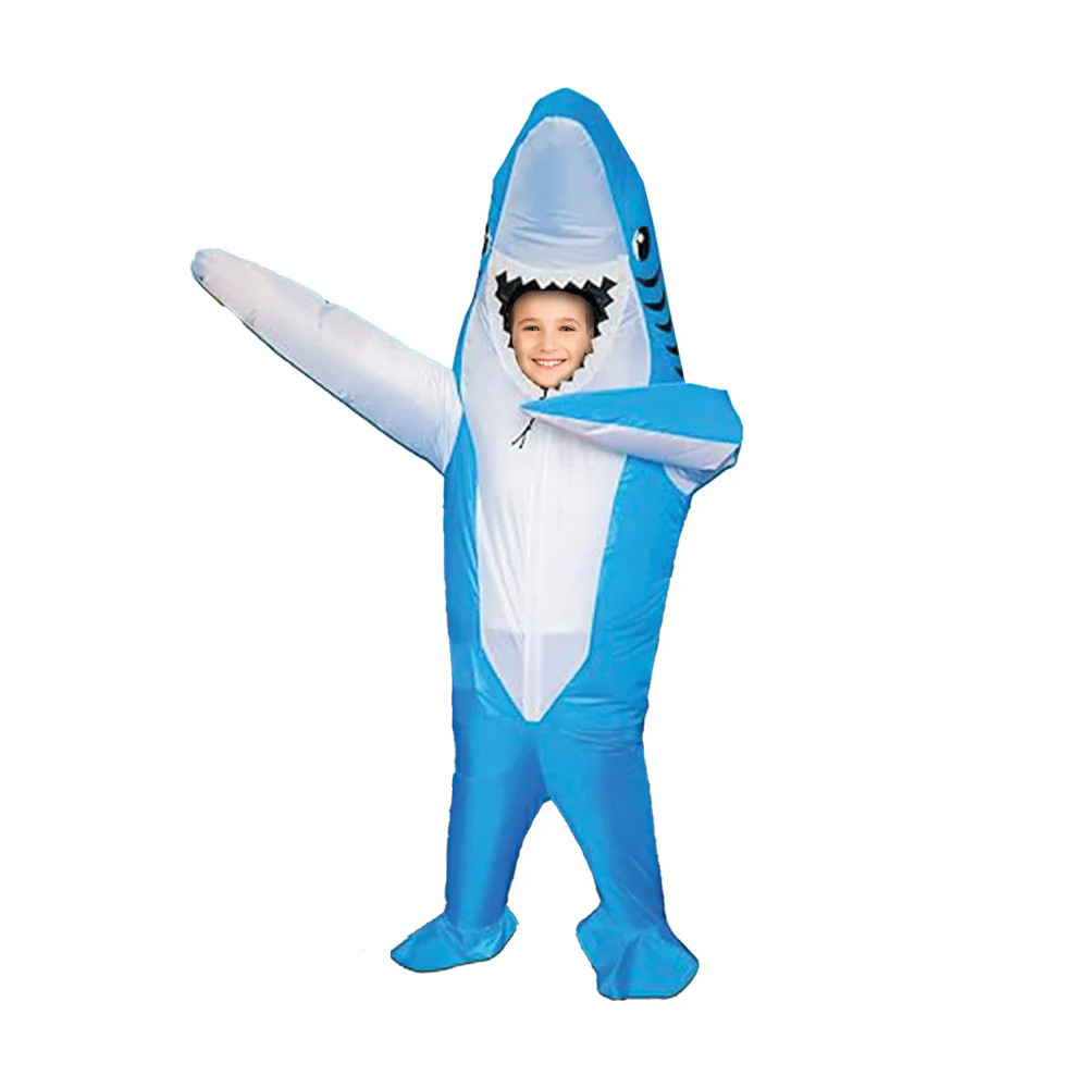 Uppblåsbar Maskeraddräkt Haj För Barn, Blå