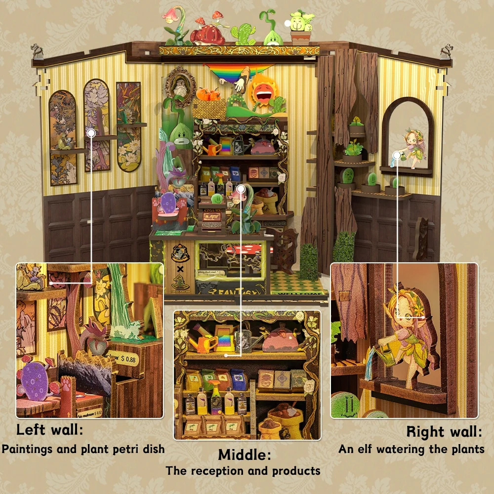 Cutebee Book Nook - Fantasy Plant Shop