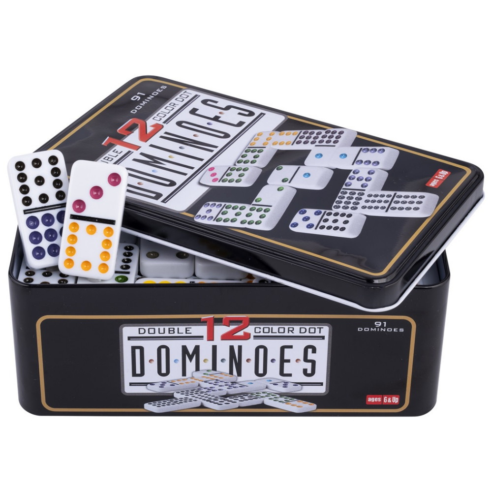 Domino double 12 colour tinbox