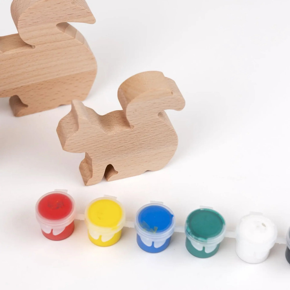 Träfigurer För Målning - Ekorrsfamilj