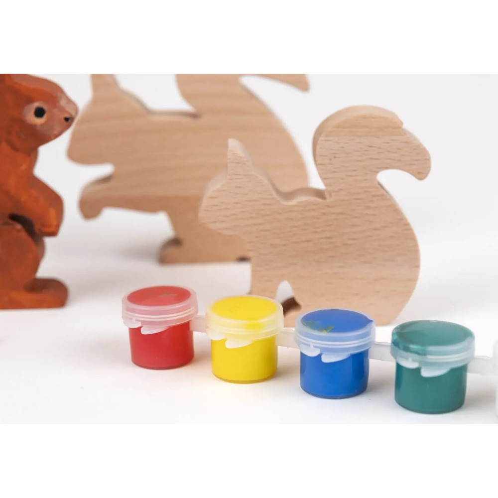 Träfigurer För Målning - Ekorrsfamilj