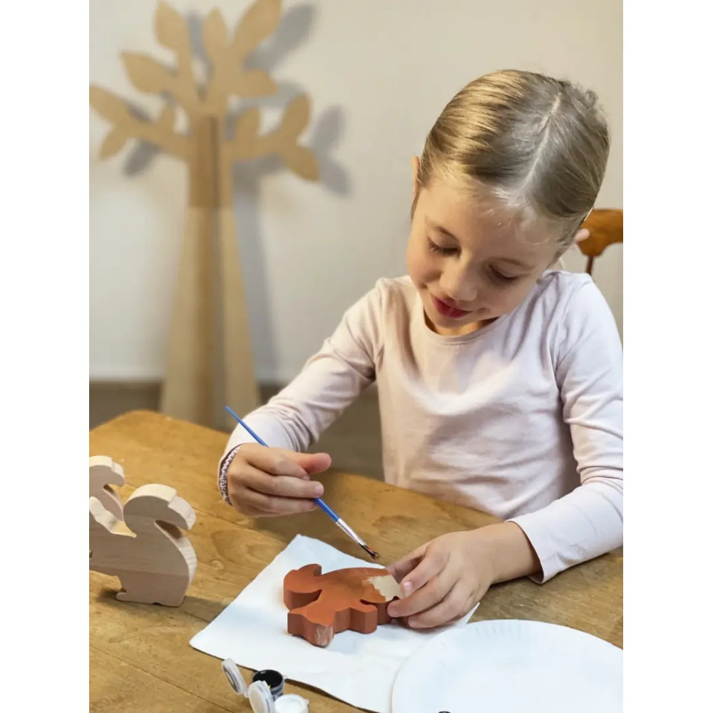 Träfigurer För Målning - Ekorrsfamilj