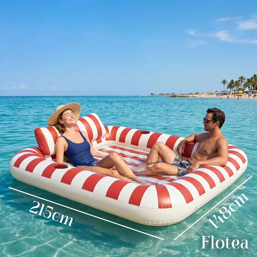 Flotea® XXL Badmadrass – Beige och Terrakotta