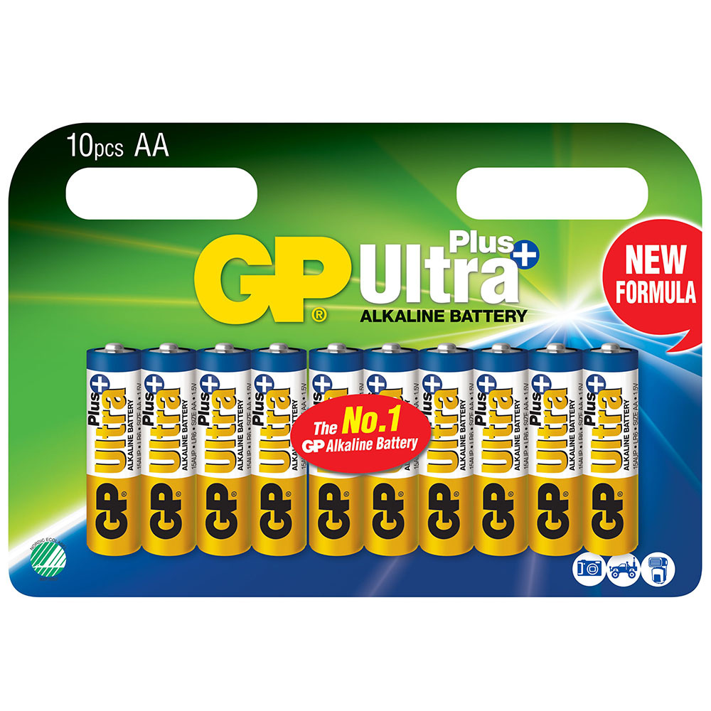 GP Ultra Plus Alkaline AA-batteri, 15AUP/LR6, 10-pack