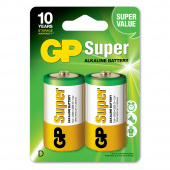 GP Super Alkaline D-batteri, 13A/LR20, 2-pack