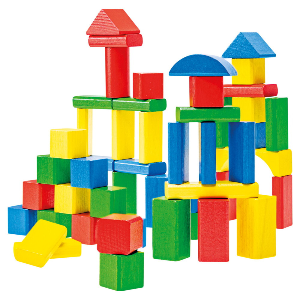 Wooden Wonders - Coloured Wooden Blocks 50 delar i tub