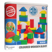 Wooden Wonders - Coloured Wooden Blocks 100 delar Wooden Wonders - Coloured Wooden Blocks 100 delar