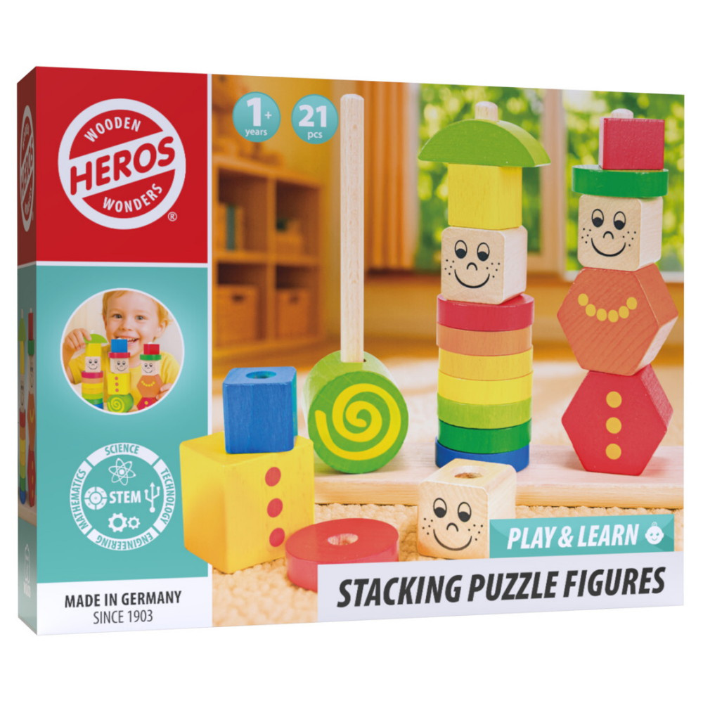 Wooden Wonders - Stacking Puzzle Figures 21 delar
