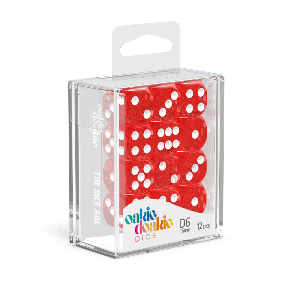 Oakie Doakie Dice D6 Dice 16 mm Speckled - Red 12 pack