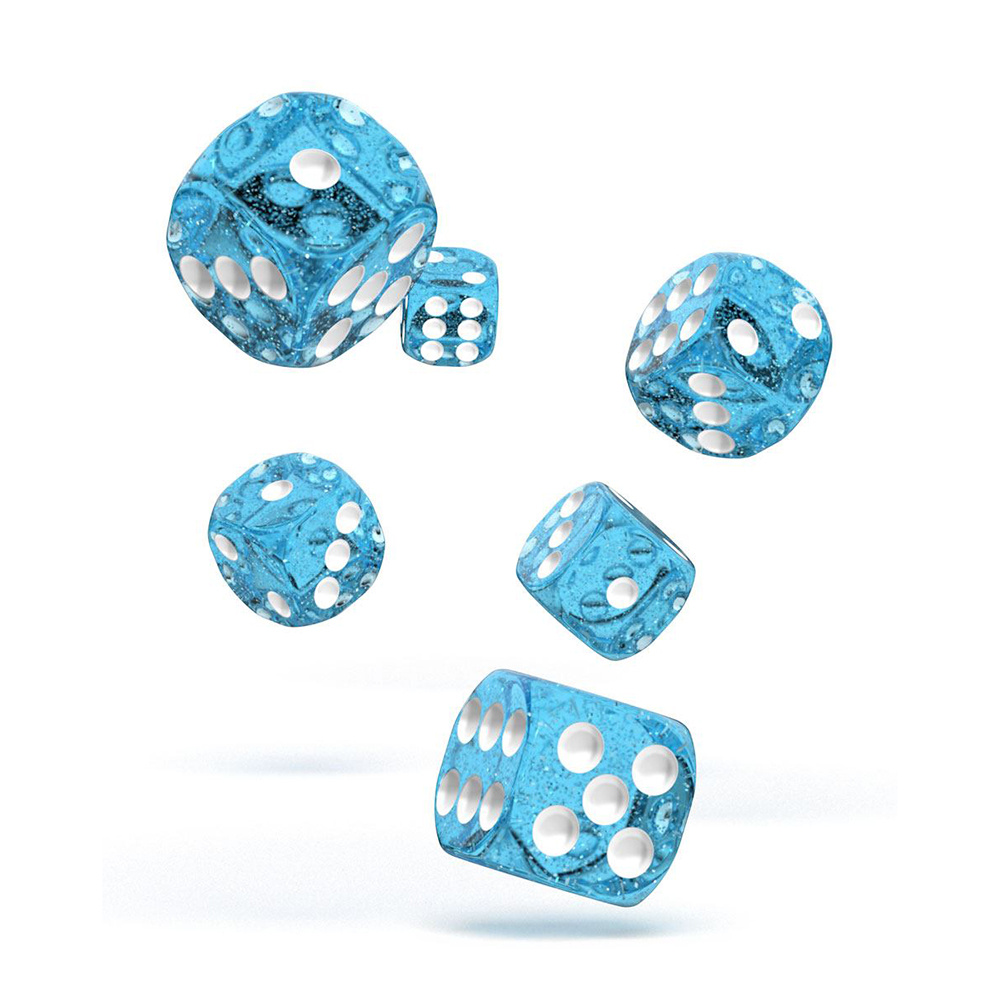 Oakie Doakie Dice D6 Dice 16 mm Speckled - Light Blue 12 pack