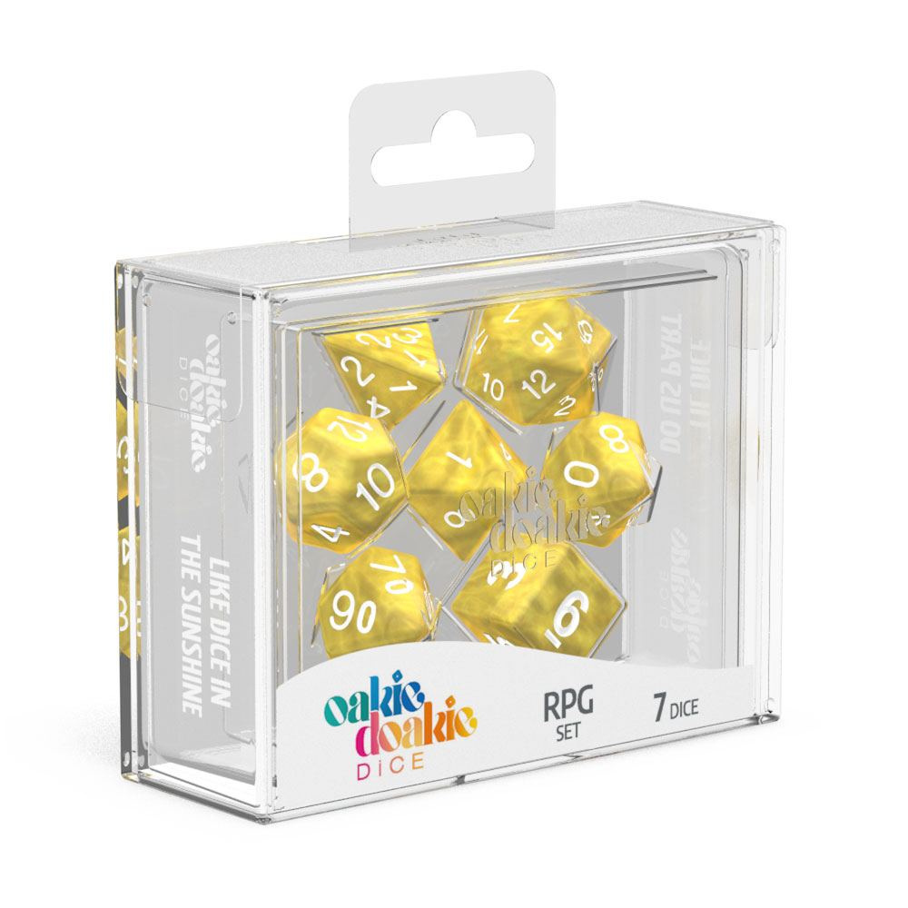 Oakie Doakie Dice RPG Set Marble - Yellow 7 pack