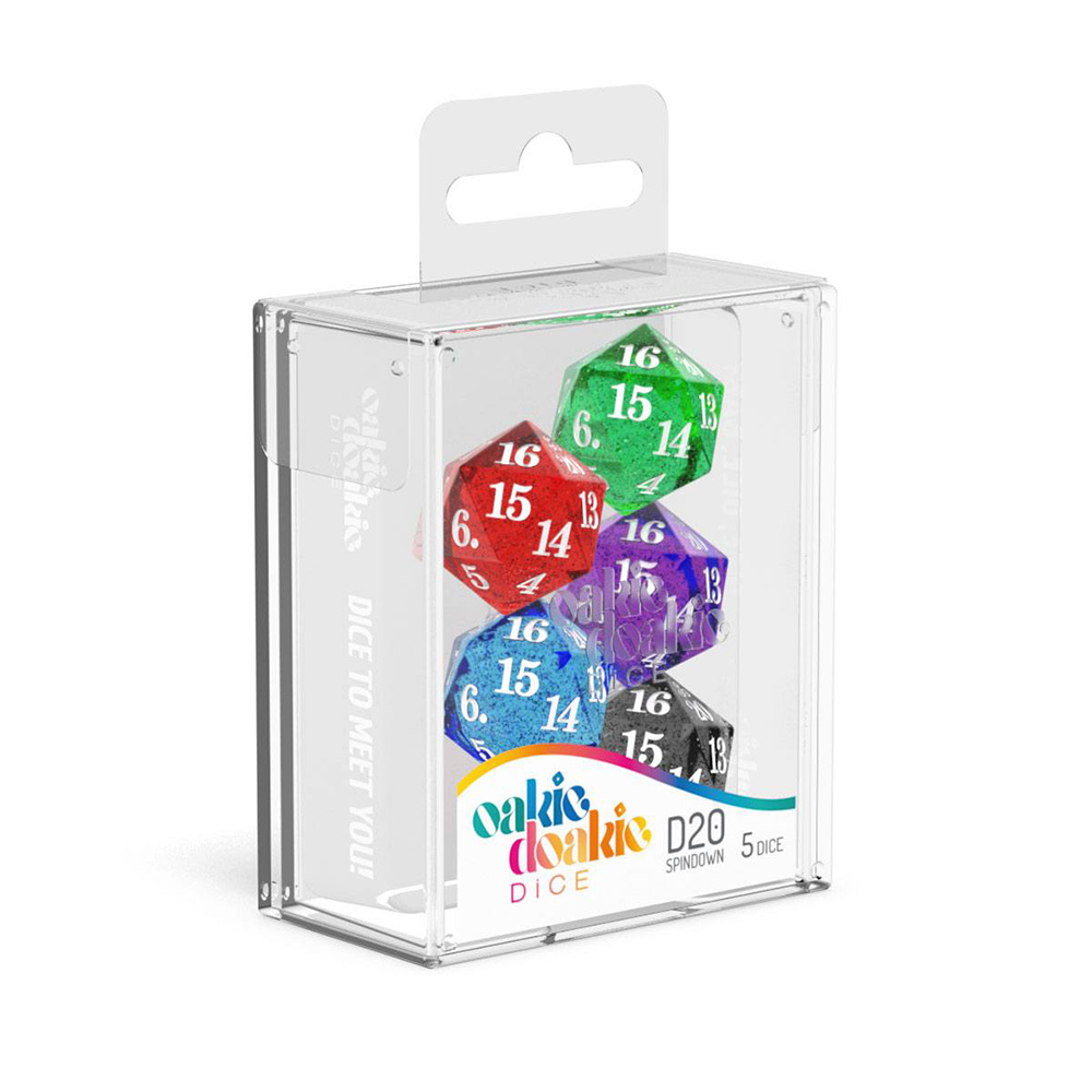 Oakie Doakie Dice D20 Spindown Dice Set - Speckled 5 pack