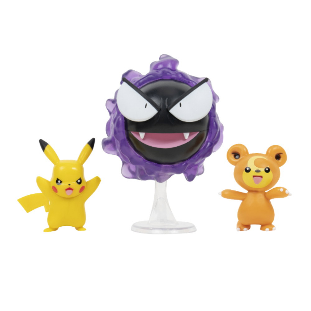 Pokémon Stridsfigur 3-Pack Pikachu, Teddiursa, Gastly