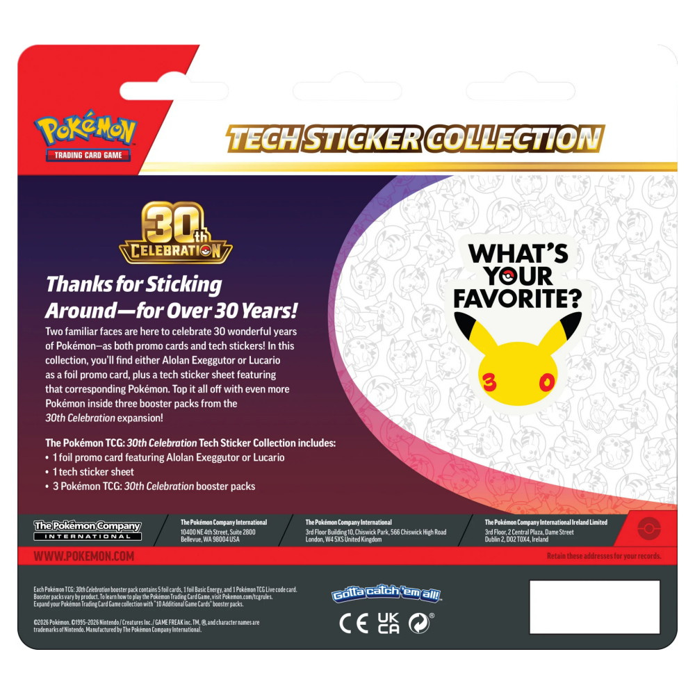 Pokémon TCG: 30th Celebration - Lucario Tech Sticker Collection