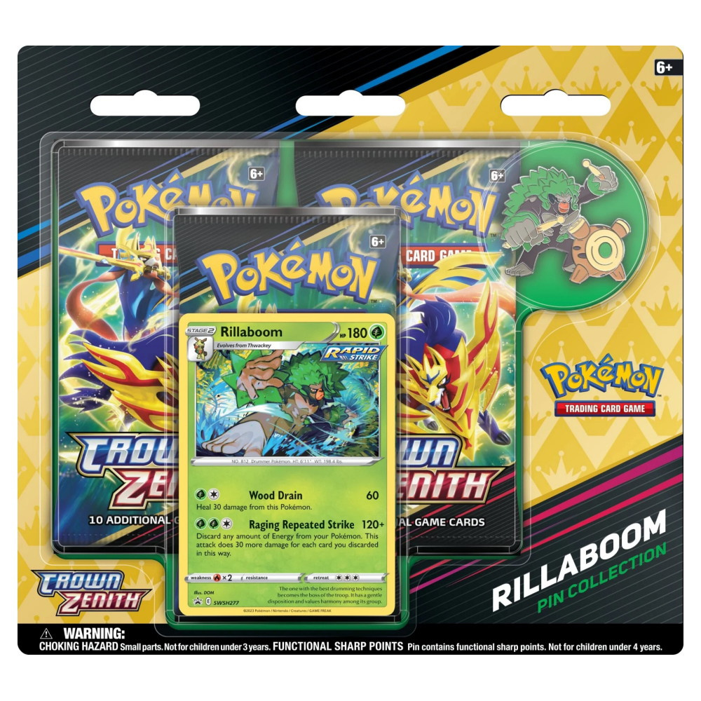 Pokémon TCG: Crown Zenith - Rillaboom Pin Collection