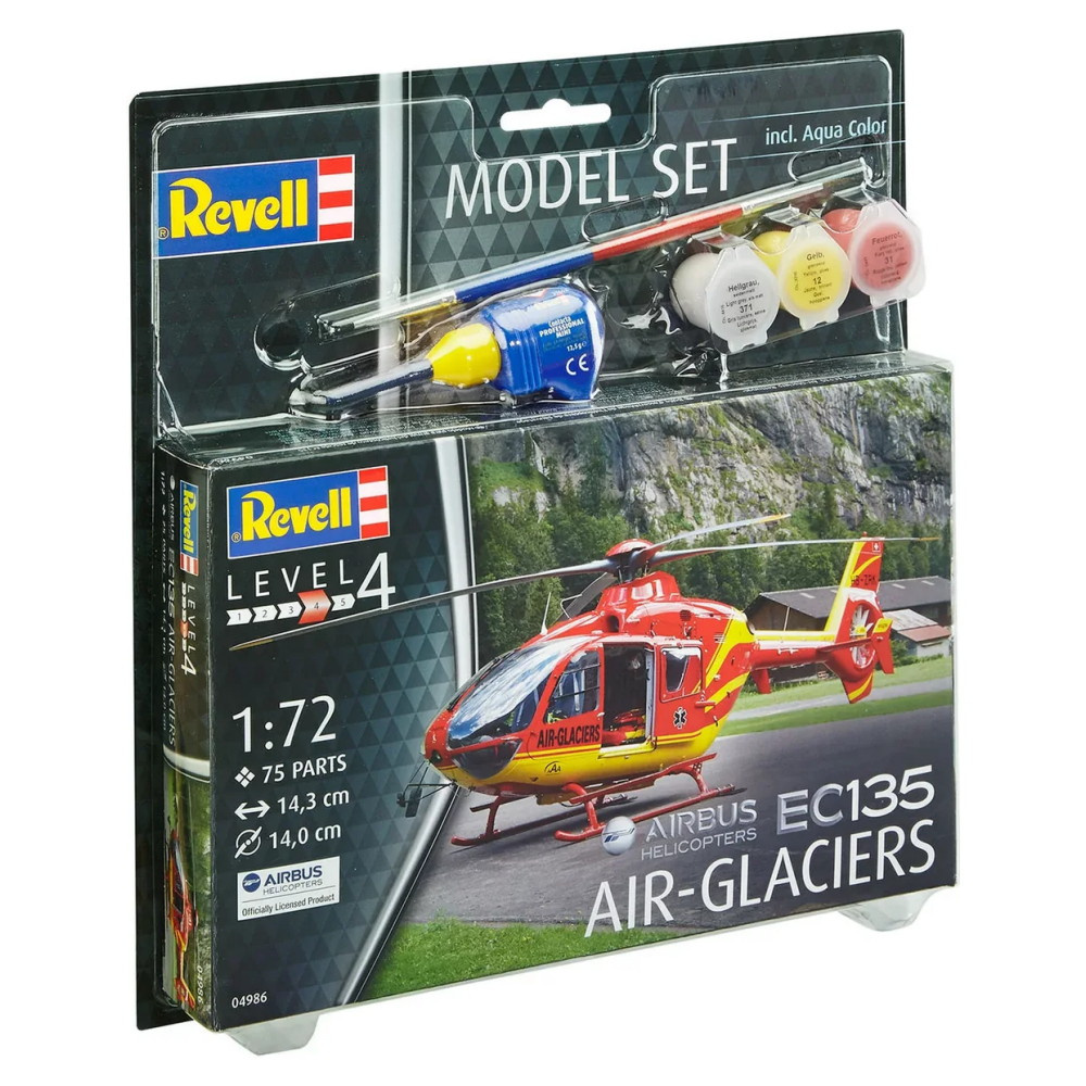 Revell Model Set - Airbus Helicopters EC135 Air-Glaciers 1:72 - 75 Bitar
