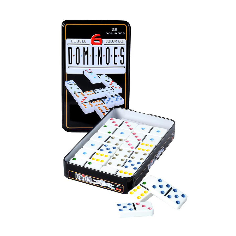 SKADAT Domino Double 6 colour tinbox