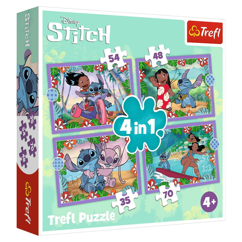 SKADAT Trefl 4 in 1 Pussel Disney Stitch 35, 48, 54, 70 Bitar