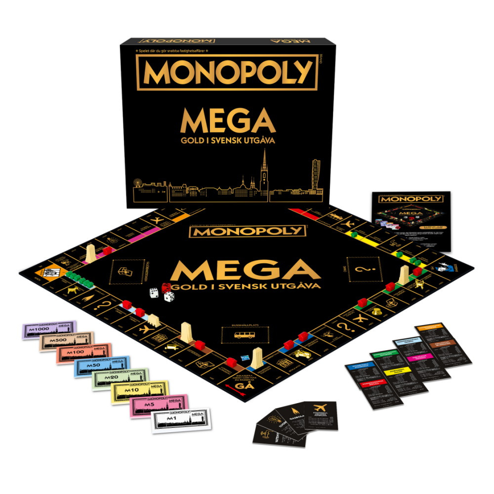SKADAT Monopoly Mega Gold i Svensk Utgåva