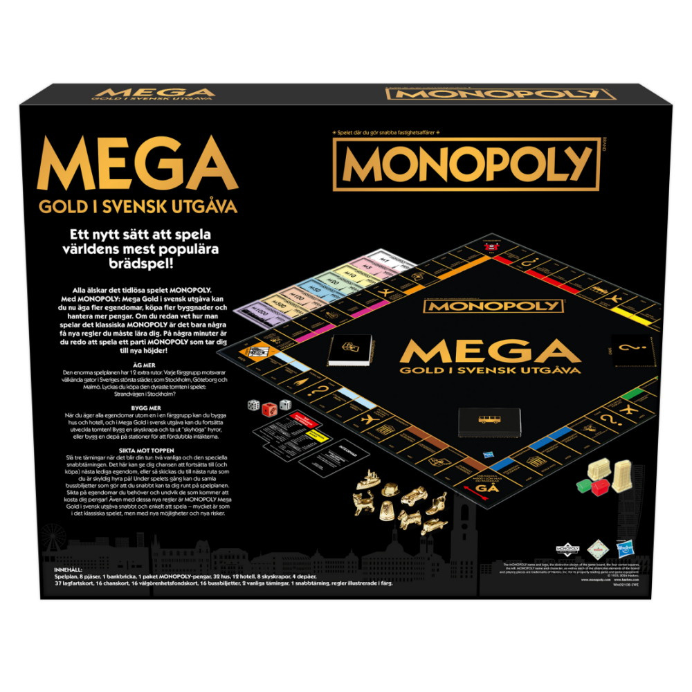 SKADAT Monopoly Mega Gold i Svensk Utgåva