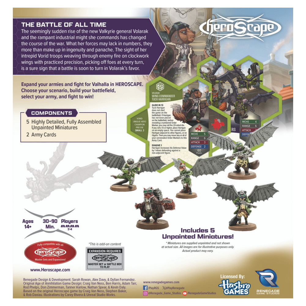Heroscape: Rising Tide: Wing Commander Tuck Harrigan & Vorid Glidestrikers Army Expansion