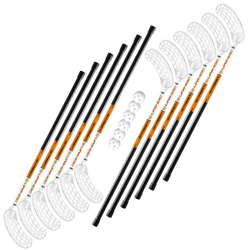 Innebandyset Unihoc Street 12 klubbor & 6 Bollar - 87 cm
