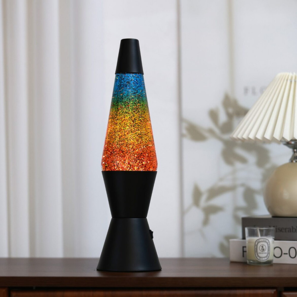 iTotal Lava Lamp - Black/Rainbowglitter